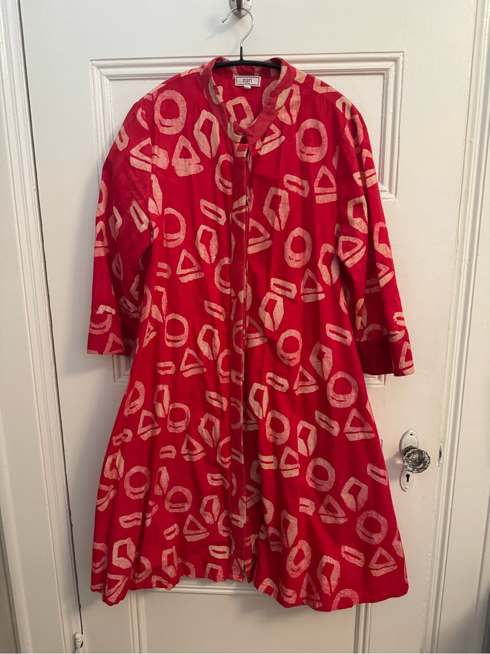 Zuri Red Pink Batik Shirt Dress Sz Small